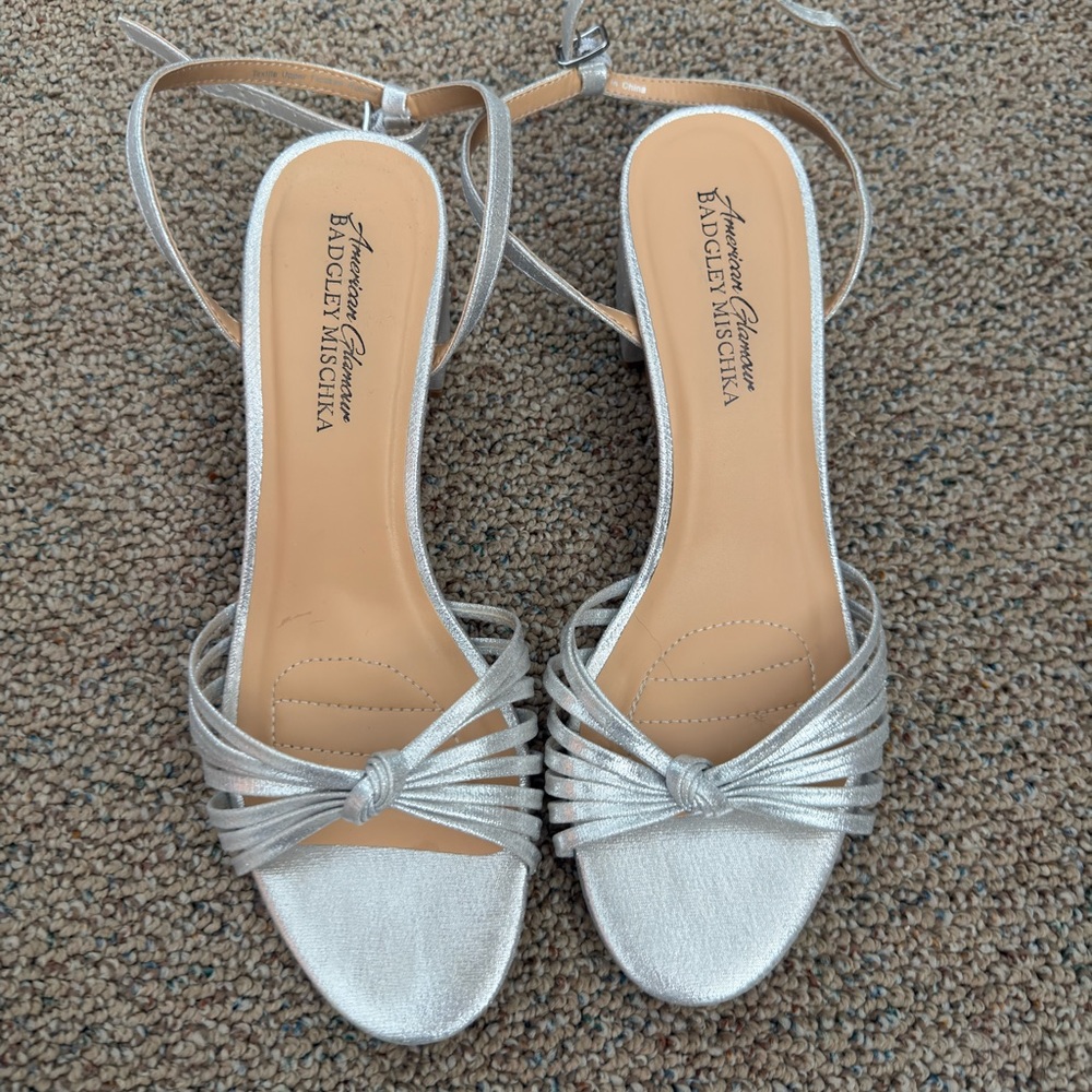 Badgley Mischka Metallic Silver Heels